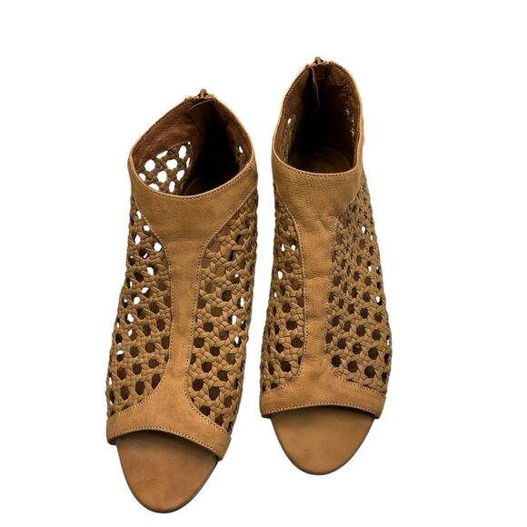 Sundance Delphia Leather Peep Toe Sandals Size 39-US 8.5 Brown - Picture 5 of 11